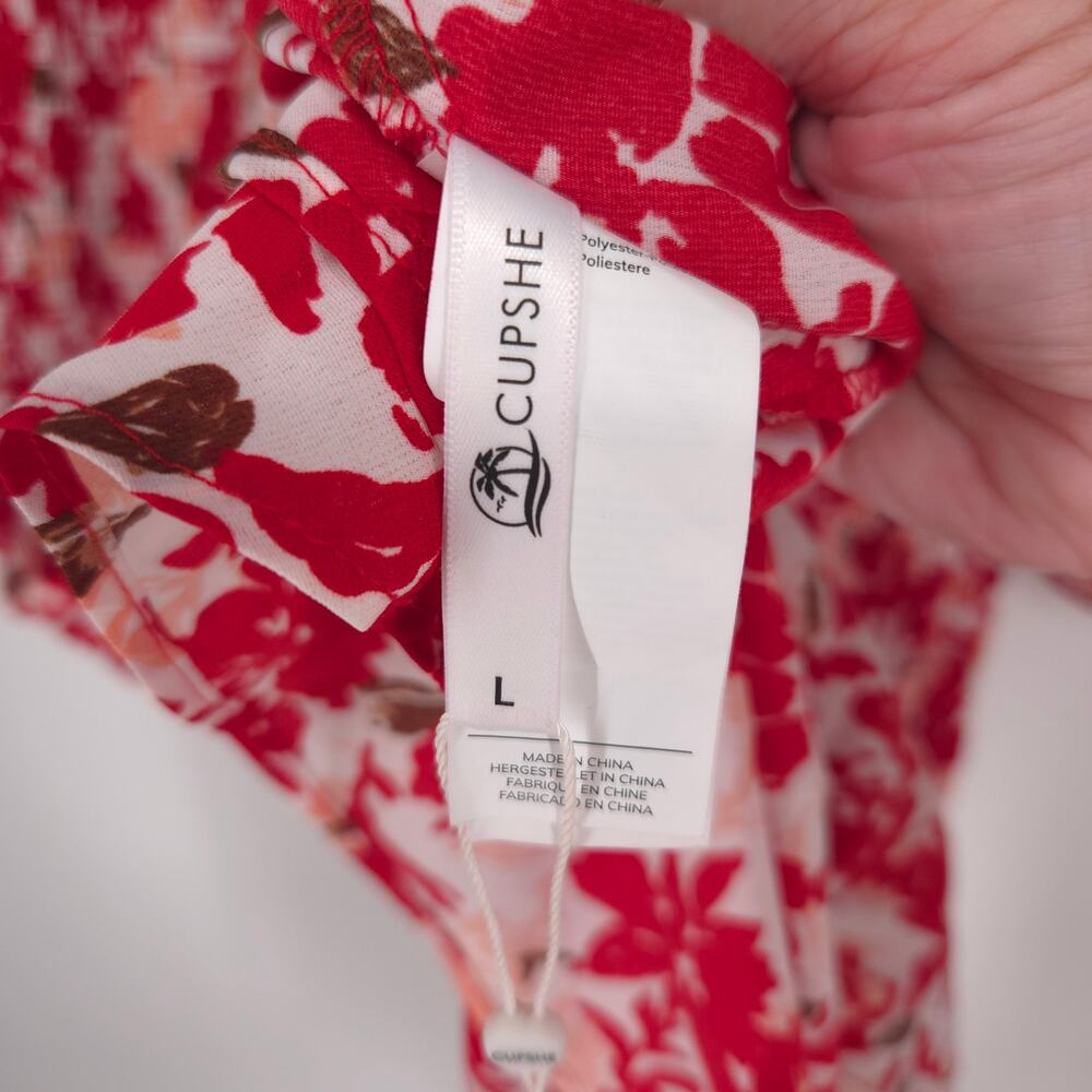 Cupshe Island Sun Floral Print Smocked Ruffled Midi Dress Size Large NWT - Picture 10 of 12